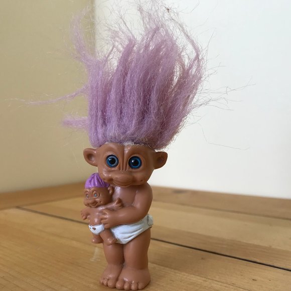 Blue Eye Baby Troll TNT Set of 3 Plastic Figures 1992 SOMA Pink Green Lilac Hair - Picture 6 of 11